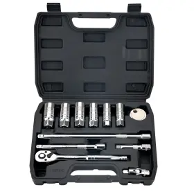 Ae-spss12 Aeroforce Professional Tools 12pcs 3/8 Inch Drive Spark Plug Socket Set With Ratchet Handle Univers