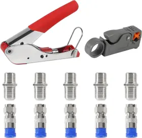 Almocn 445011598567 Coax Cable Crimper Tool Kit Coaxial Compression Stripper With