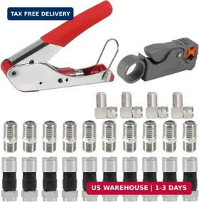 Almocn 687117769138 Coaxial Cable Crimping Tool Kit Coax Crimper 10pcs Rg6 Compression