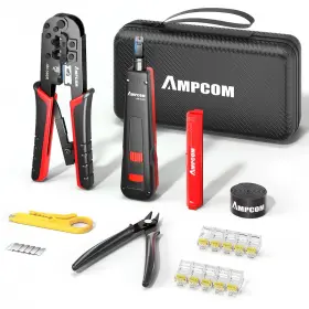 Am568rrd-7in1 Ampcom Ethernet Crimping Tool Kit 7-in-1 Rj45/rj11 Network For Cat6/cat5e/c