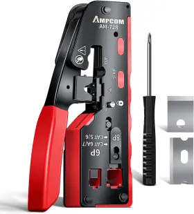 Wam728rd Ampcom Pass Through Rj45 Crimp Tool All-in-one Ethernet Crimper Crimping For S