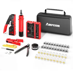 Wam728rdfb10 Ampcom Ethernet Crimping Tool Kit 10-in-1 Pass Through Rj45/rj11 Network Wi