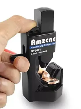 Amzcnc 742686625916 Hammer Lug Crimper Tool With Holes For Bench Mounting Crimps Battery And Weldin
