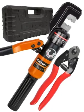 B09833sqzy Amzcnc 1/8 Inch Wire Rope Crimping Tool Hydraulic Hand Crimper Stainless Steel Cable