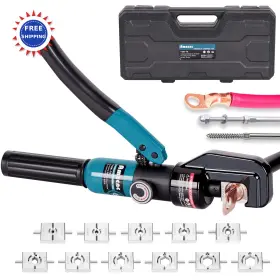 Yqk-0000 Amzcnc Hydraulic Crimping Tool Battery Cable Crimper 12awg 4 0awg 11 Us Hex Dies