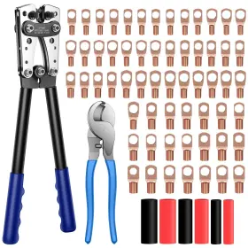 Ancwoony 718430607507 Battery Cable Lug Crimping Tool Kit Includes Electrical Crimper Awg 8-1/0