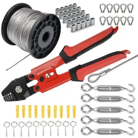 16-304 Aoocy 313083291204 Wire Rope Crimping Tool Kit With 1/16-304 Stainless Steel Cable 265 Ft 7x7 Str