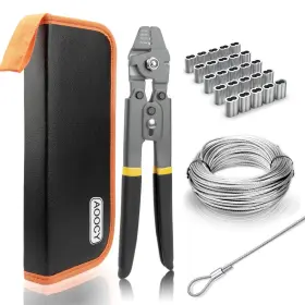 8220 Aoocy 5/64“ Wire Rope Crimping Tool Kit Protable Carrying Pouch 100ft Stainless Steel
