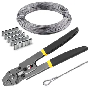 Aoocy 703805576441 Stainless Steel Wire Cable Crimping Tool Kit Cutter &crimper Plier 100ft 304 Wir