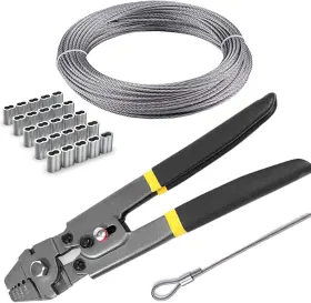 Aoocy 726084605701 Stainless Steel Wire Cable Crimping Tool Kit Cutter &crimper Plier 100ft 304 W