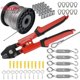 16-304 Aoocy 744110492187 Wire Rope Crimping Tool Kit With 1/16-304 Stainless Steel Cable 265 Ft 7x7 Str
