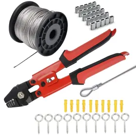 Aoocy J3-176m-ix6z Wire Rope Crimping Tool Kit - 2mm 5/64 Inch Stainless Steel Vinyl Coated Aircra