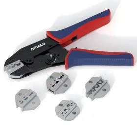 125-2 Apiolo Crimping Tool Set 4 Pcs - Ratcheting Wire Crimper For Heat Shrink Term Inch
