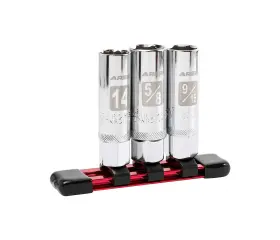 Ares 818765029934 Magnetic Spark Plug Socket Set - 14mm 9/16 Inch And 5/8 Sockets With Rail