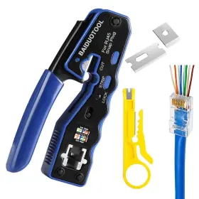 Baiduotool 738617396970 Rj45 Crimp Tool Pass Through Crimper Ethernet Crimping Wire Strippe