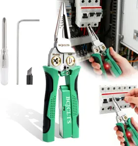 Bcjclts 445010088045 8-in-1 Wire Crimper Stripper With Voltage Detector And Dual Alarms - Heavy Duty 12
