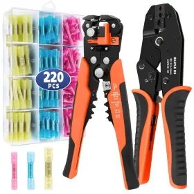 Drr-us035 Biliple Crimping Tool For Heat Shrink Connectors Set With 220pcs Waterproof Marine Gr