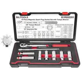 B1r955293 Bilitools 10 Pcs Magnetic Spark Plug Socket Set With Click Torque Wrench And Sp