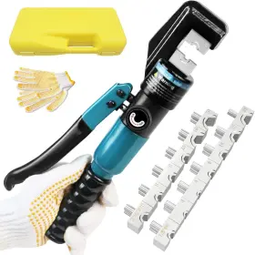 Bl088-5  Blika 10 Ton Hydraulic Crimping Tool Lug 1/8 Inch To 3/16 Cable Railing Kit 13 Dies