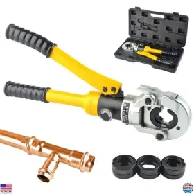 Cw-1632 Brand Boreykos Hydraulic Copper Tube Crimping Tool With 1/2 Inch 3/4 1 Dies