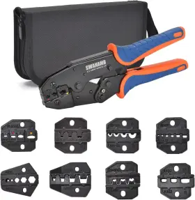 Branded 726085000888 Wire Crimping Tool Set Ratcheting Crimper With 9pcs Interchangeable Di