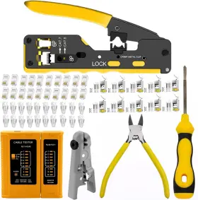 Ht-7018 Branded Rj45 Crimp Tool Kit Pass Through Cat7 Cat6a Cat6 Cat5e Cat5