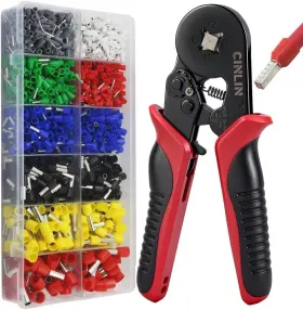 Cinlin 762849999098 Ferrule Crimping Tool Kit - Square Crimper Plier Awg 23-7 With 1380pcs