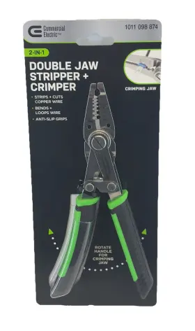 1011098874 Commercial Electric 2 In 1 Double Jaw Stripper And Crimper For 10-20 Awg Copper