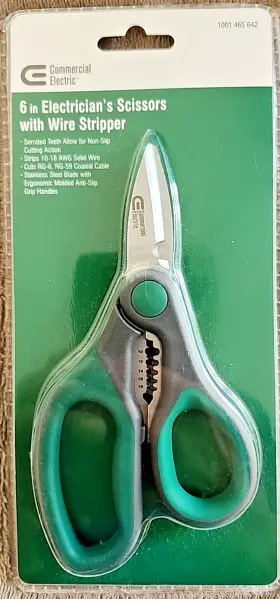 Commercial Electric 820909060963 New 6 Inch Electricians Scissors With Wire Stripper