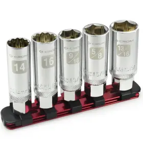 Sp01 Crom Magnetic Spark Plug Socket Set - 5 Piece 3/8 Inch Drive Removal Tool