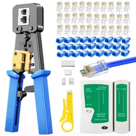 Dasxskj 766330622625 Rj45 Crimp Tool Kit Pass Through Cat5 Cat5e Cat6 Crimping Cat