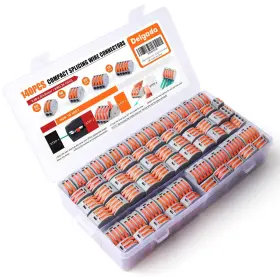 Delgada 611138614931 140pcs Wire Connectors Nuts- Assorted Pack With 2/3/4/5 Port Compact Quick Sp