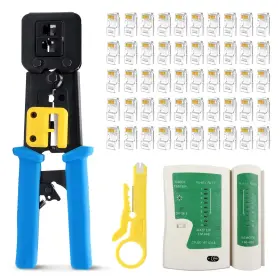 Delgada 611138616089 Rj45 Pass Through Crimp Tool Kit - Ethernet Crimping With 50 Cat5/cat5e/