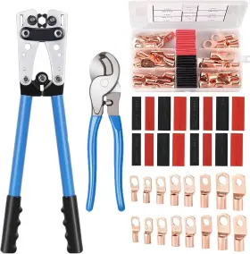 Dramlor 445014782789 Battery Lug Crimping Tool With 1 Crimper Cable Cutters 60 Pcs Batt