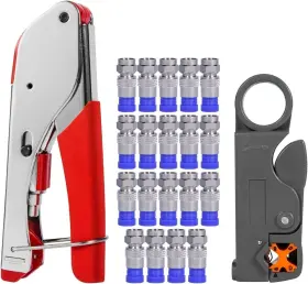 B06w5g64vq Elenest Rg59/rg6 Coaxial Cable Crimper Kit - Wire Stripper And Repair Tool For F-type Conn