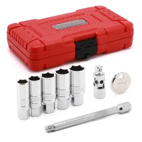 Ementol 711523998261 8pcs 3/8 Inch Drive Spark Plug Socket Set Sae And Metric 6-point Univ