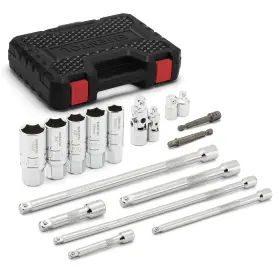Et582 Ementol 17pcs 1/4 Inch And 3/8 Drive Socket Accessory Set With Spark Plug Sockets Exte