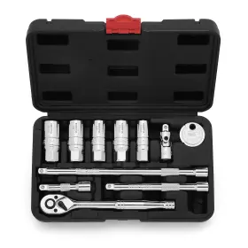 Et583 Ementol 11pcs 3/8 Inch Drive Socket Accessory Set Sae/metric 6 Point Spark Plug Sockets