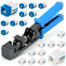 Everest Media Solutions 060669500605 Easyjack 90 Angled Speed Termination Keystone Tool Set With 20pack Of Rj