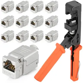Everest Media Solutions 060669501343 Easyshield Cat6a Kit - Speed Termination Tool With 12 Slim Profile 90-deg