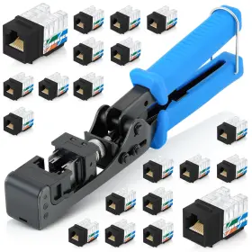 Everest Media Solutions 060669502098 Easyjack - 90 Angled Speed Termination Keystone Tool Set With 20-p