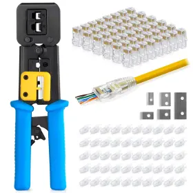 Ems-ez-t00l Everest Media Solutions Rj45 Crimp Tool Kit With 50 Cat6 Pass Through Connectors And Strain Relie