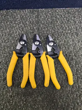 F11301t Fis Qty 3 6-inch Three-hole Fiber Optic Strippers Yellow Cushion Grips