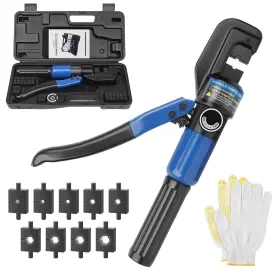 Qy03 Funerlulu Upgraded Hydraulic Crimping Tool 10 Us Ton Range 12 Awg-2/0 Awg For Electrica