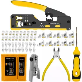 Gaobige 766330621710 Rj45 Crimp Tool Kit Pass-through For Cat7/cat6a/cat6/cat5e 10pcs Connectors