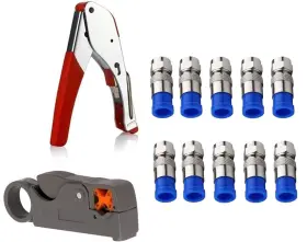 Gj-10-grey Gaobige Coax Cable Crimper Tool Kit Rg6 Rg59 Coaxial Compression Wire Stripper 1