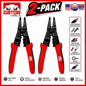 Gator Cable 686175906158 2-pack Wire Cutter Crimper Stripper Multi Tool Pliers Shear Snip Grip Cut