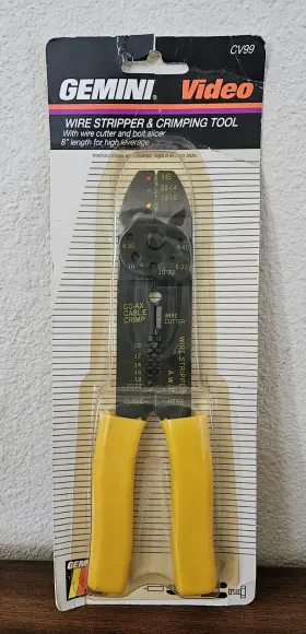 Cv99 Gemini Video Vtg Wire Stripper And Crimping Tool. With Cutter Bolt Slicer. New
