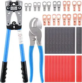 G-1167 Glarks 42pcs Battery Cable Lug Crimping Tool Wire Crimper With Cutter And