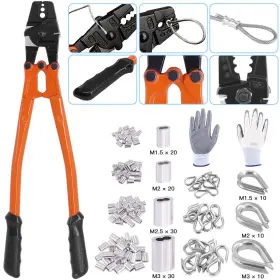 G-997 Glarks 132pcs 14ftft Long 1/16 5/64 3/32 7/64 1/8 Inch Wire Rope Crimping Tool